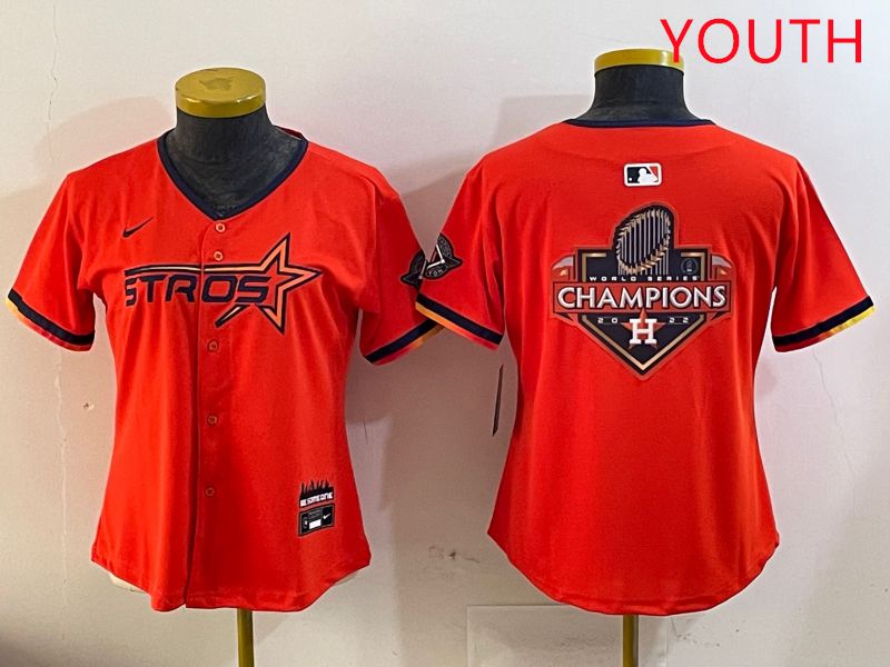 Youth Houston Astros Blank Orange Three generations Joint Name 2025 Nike MLB Jersey style 21->youth mlb jersey->Youth Jersey